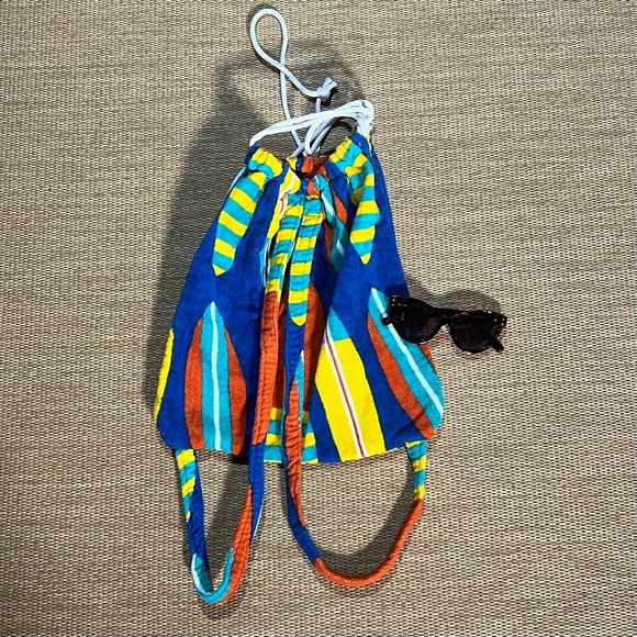 Terry Cloth Drawstring Backpack Beach Bag Great Condition - Picture 6 of 6